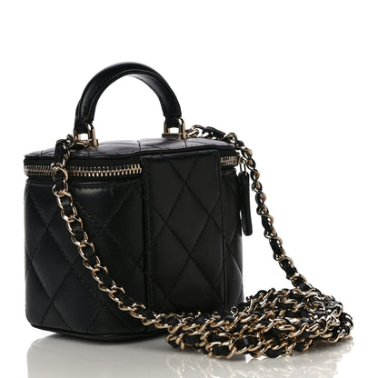 Chanel Lambskin Quilted Top Handle Mini Vanity Case With Chain Black 3 of 11