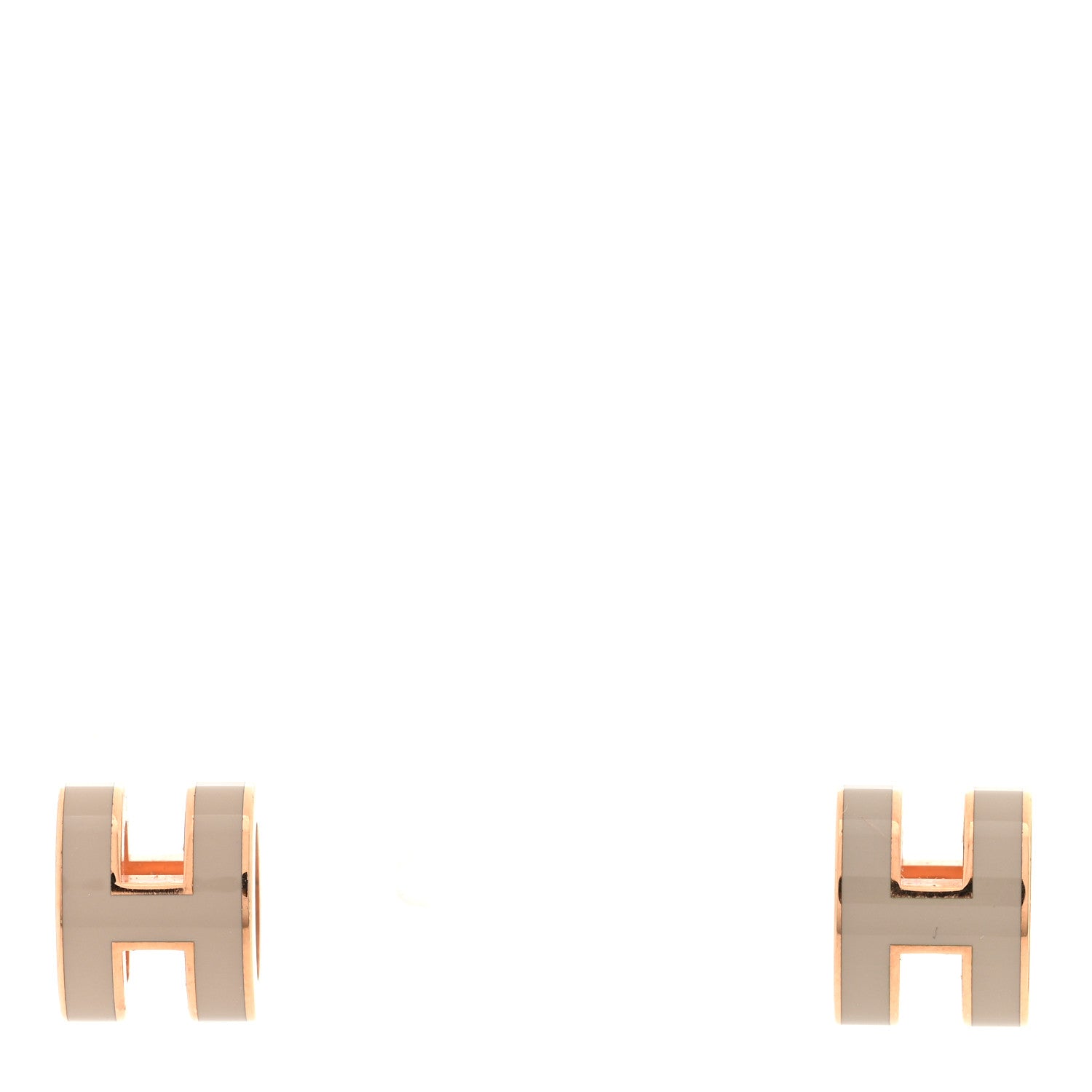 Hermes Rose Gold Lacquered Mini Pop H Earrings Marron Glace 1 of 4