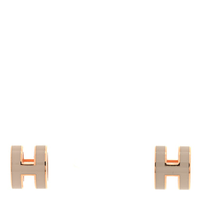 Hermes Rose Gold Lacquered Mini Pop H Earrings Marron Glace 1 of 4