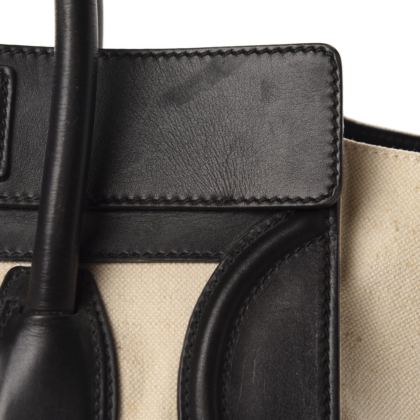 Natural Canvas Smooth Calfskin Mini Luggage Cream