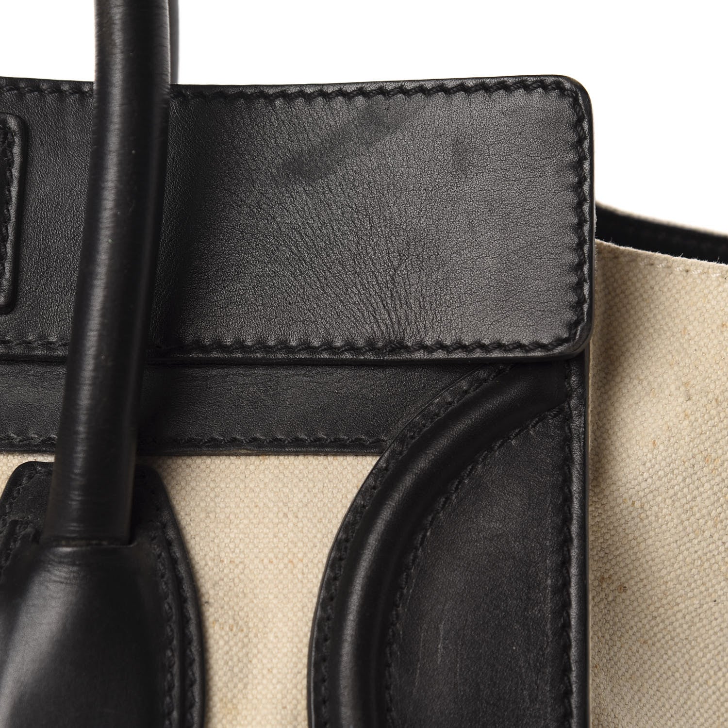 Celine Natural Canvas Smooth Calfskin Mini Luggage Cream 13 of 16
