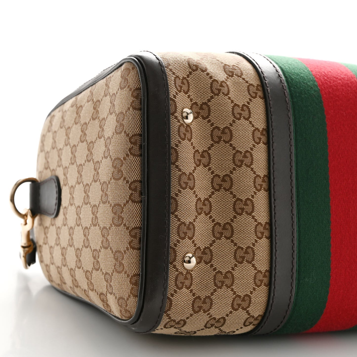 Monogram Selleria Calfskin Vintage Web Medium Boston Beige Ebony Cocoa