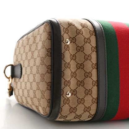 Gucci Monogram Selleria Calfskin Vintage Web Medium Boston Beige Ebony Cocoa 9 of 10