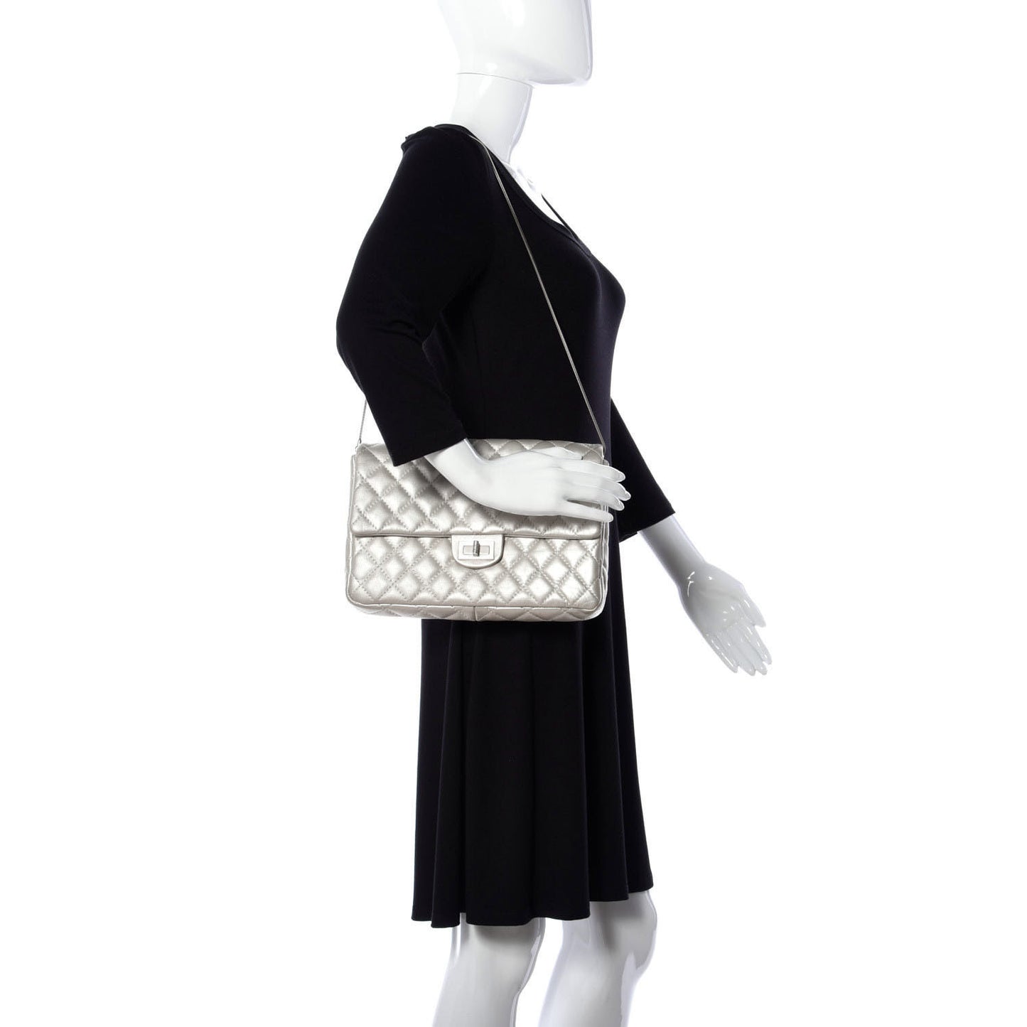 Metallic Lambskin Quilted Snake Chain 2.55 Reissue Flap Silver
