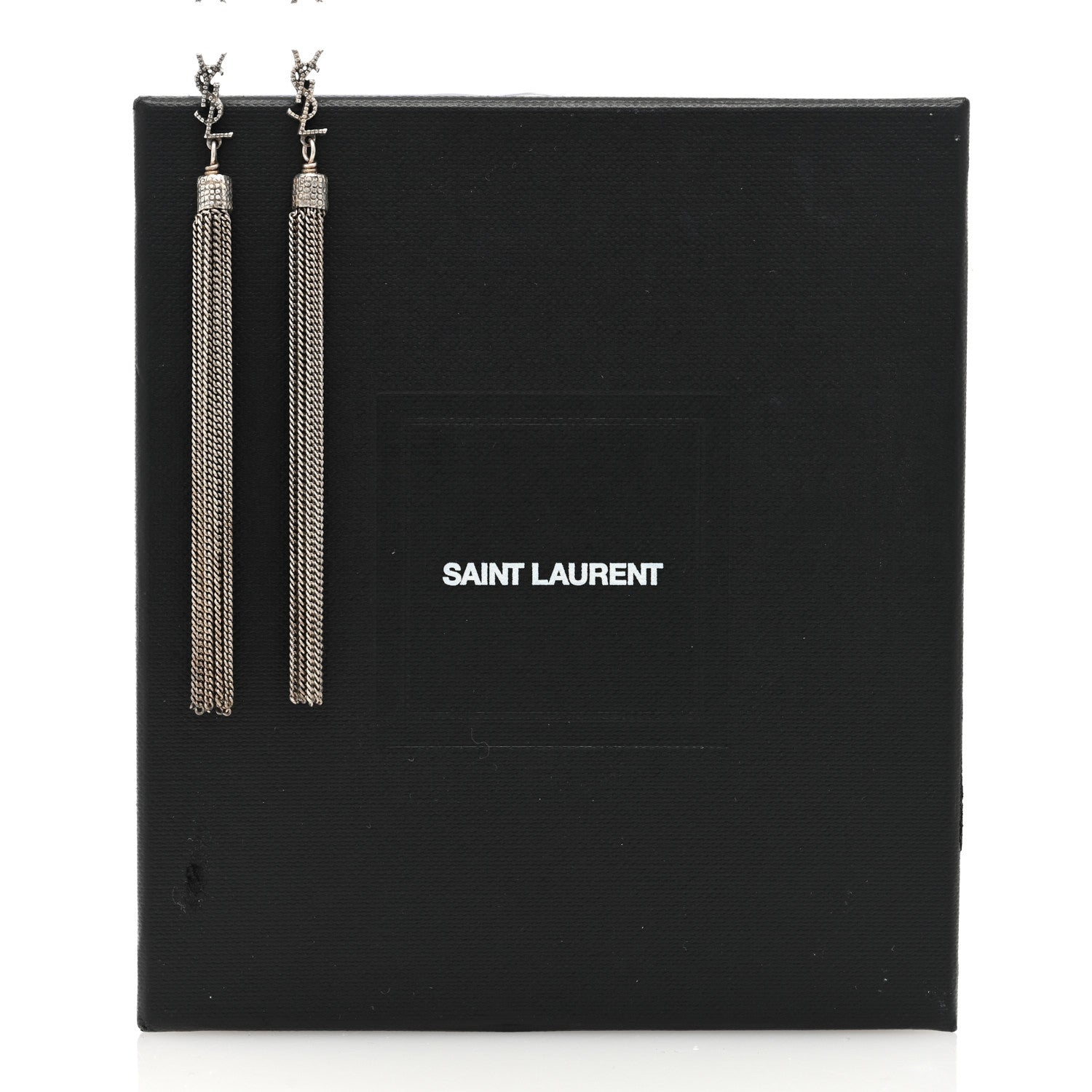 Saint Laurent Metal Monogram Loulou Tassel Earrings Silver 4 of 4