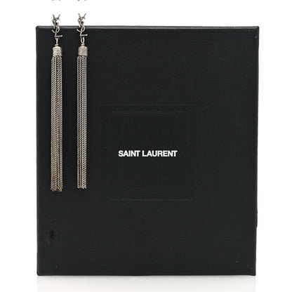 Saint Laurent Metal Monogram Loulou Tassel Earrings Silver 4 of 4