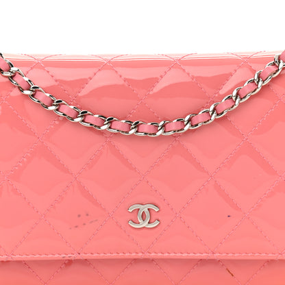 Chanel Patent Quilted Wallet On Chain WOC Coral 8 of 16