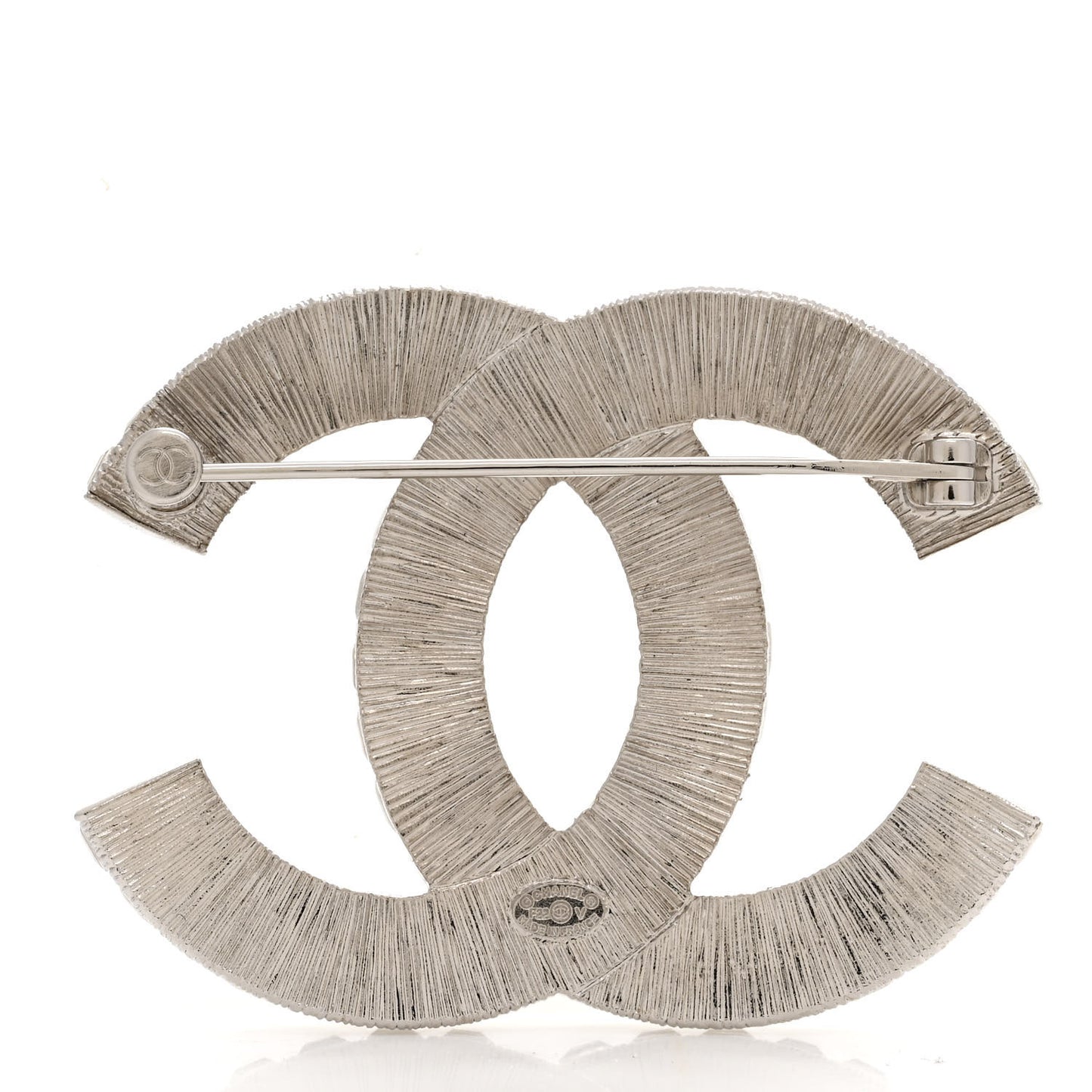 Baguette Crystal CC Brooch Silver