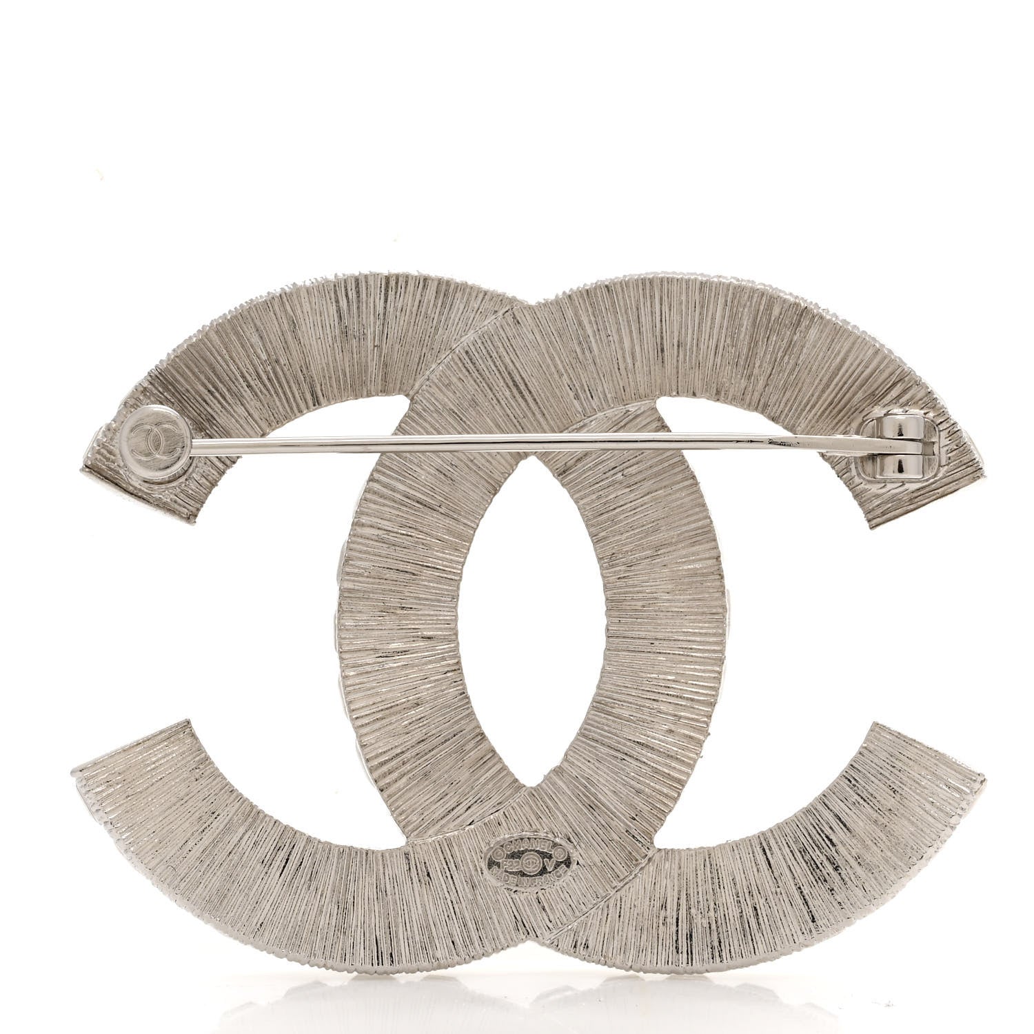 Chanel Baguette Crystal CC Brooch Silver 3 of 5