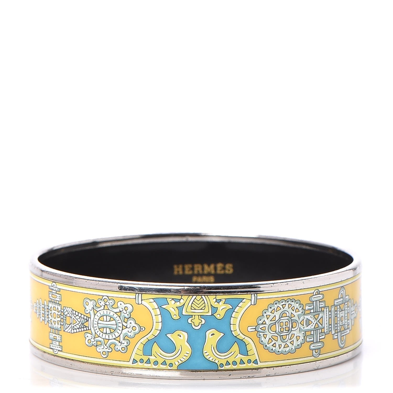 Hermes Enamel Printed Wide Birds Bracelet 65 1 of 5