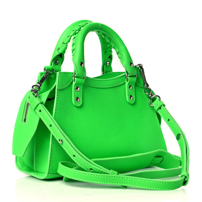 Balenciaga Grained Calfskin Neo Classic Silver Hardware Nano City Fluo Green 3 of 10