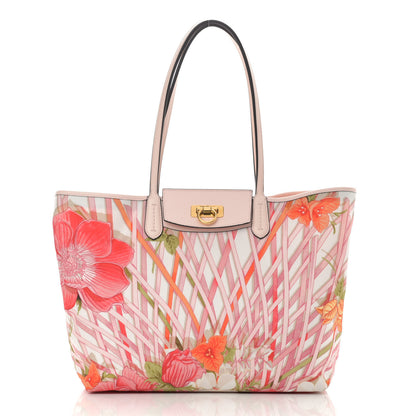 Salvatore Ferragamo Nylon Calfskin Vimini Travel Tote Pink Lemonade 3 of 16