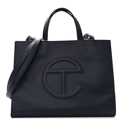 Telfar Vegan Leather Medium Shopping Bag Navy 1 of 9