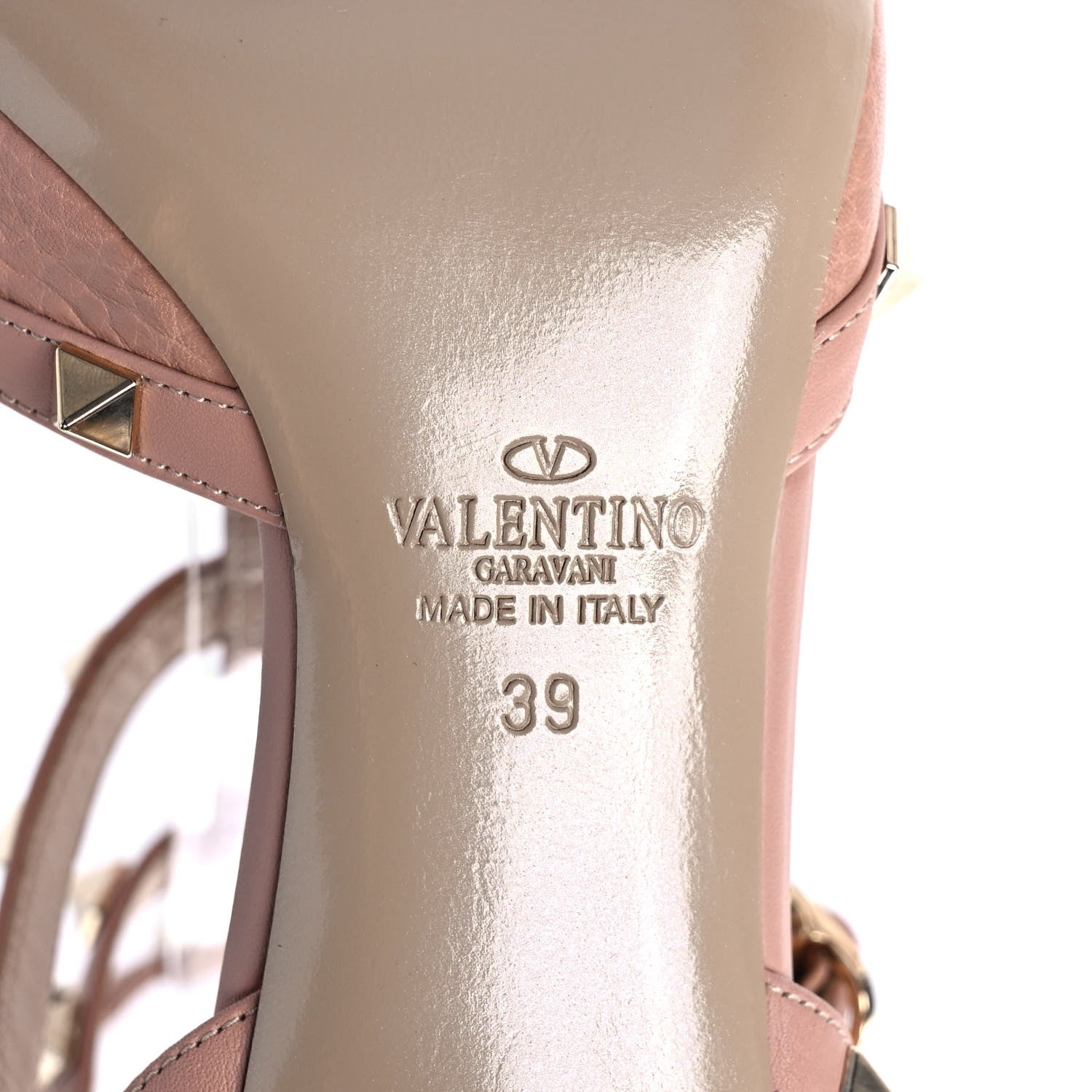Valentino Garavani Pebbled Calfskin Rockstud Ankle Strap 65mm Pumps 39 Skin Sorbet 6 of 7