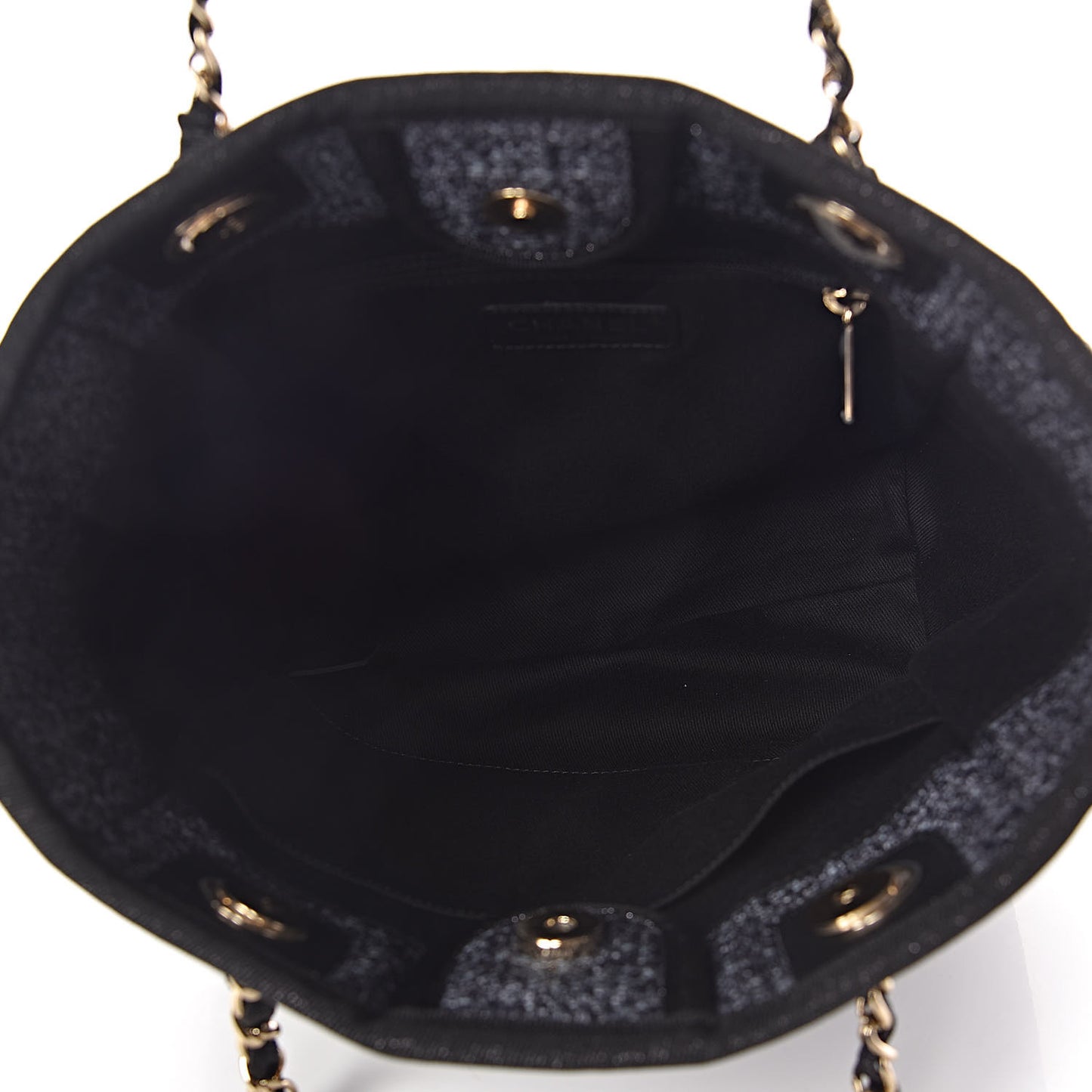 Woven Straw Raffia Mini Deauville Tote Black