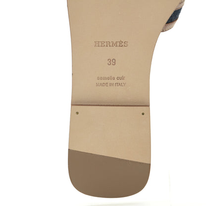 Hermes Calfskin Denim Oran Sandals 39 Bleu Brut Gold 8 of 11