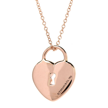 Tiffany 18K Rose Gold Diamond Heart Lock Pendant Necklace 4 of 7