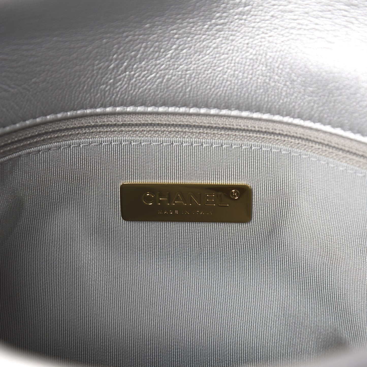 Metallic Goatskin Quilted Large 19 Flap Silver