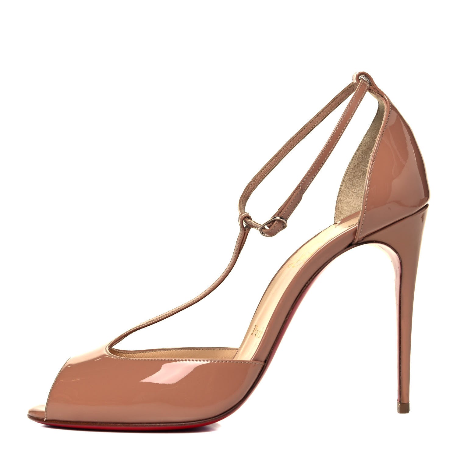 Christian Louboutin Patent Senora 100 Sandals 38 Nude 1 of 7