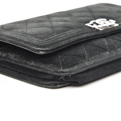 Chanel Velvet Quilted Boy Wallet On Chain WOC Black 13 of 16