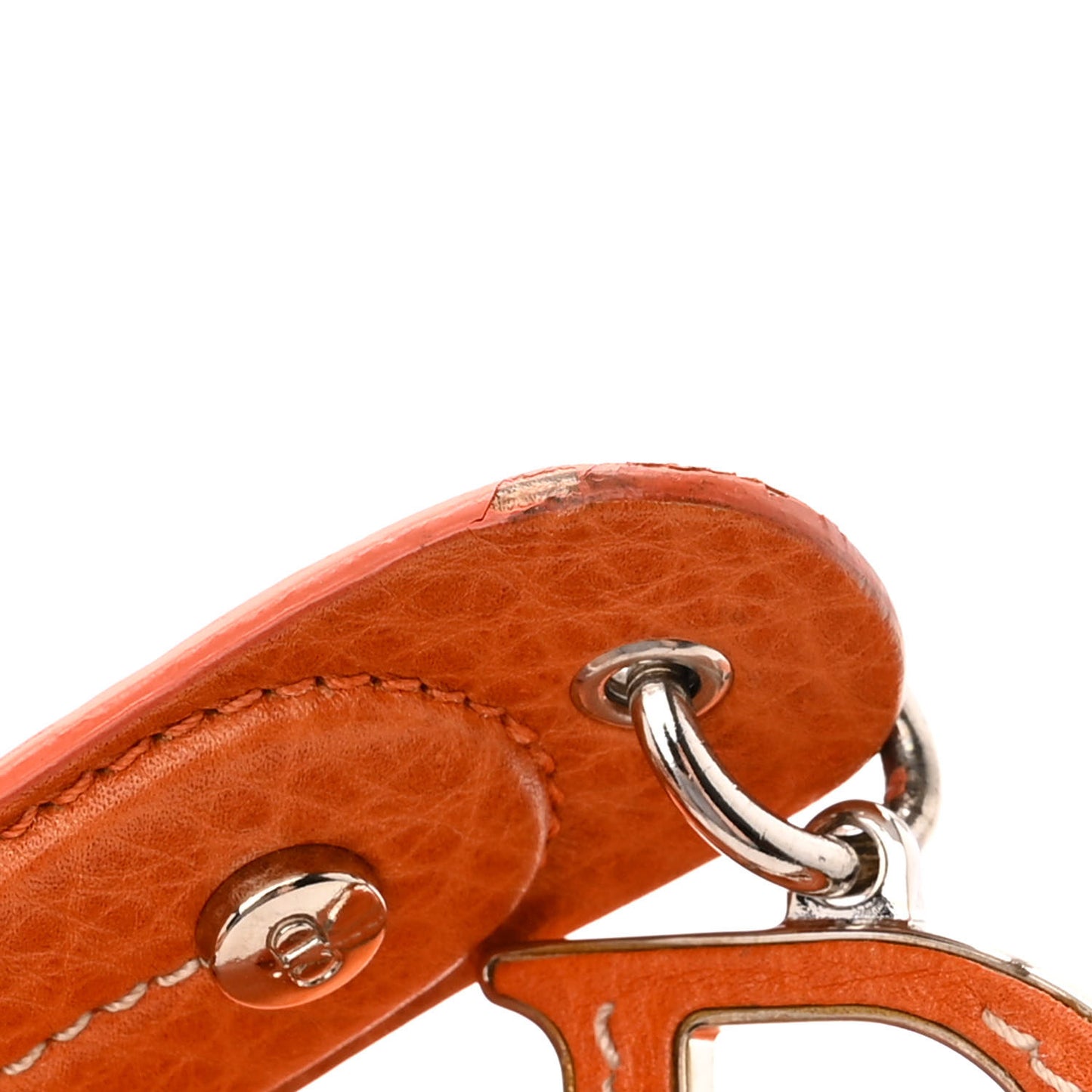 Grained Calfskin Frame Satchel Orange