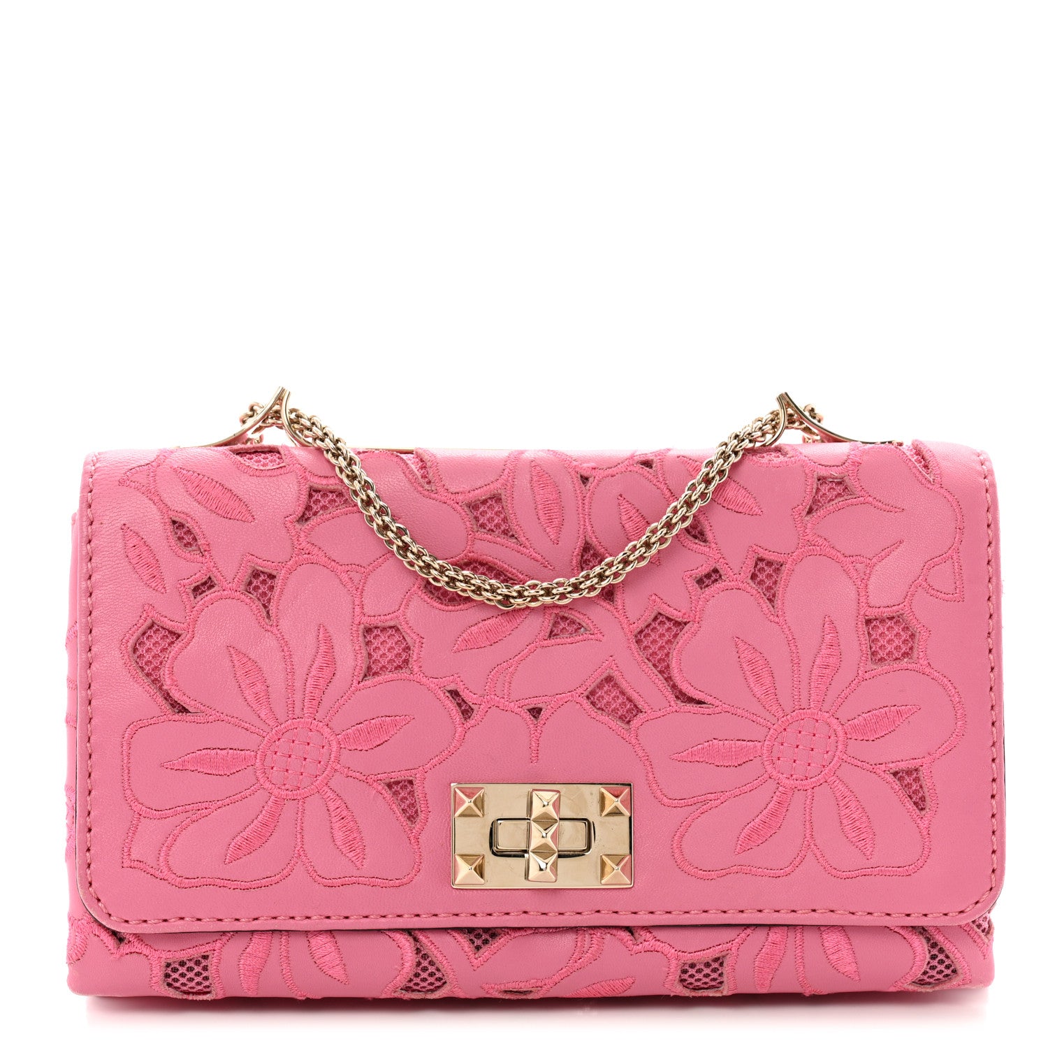 Valentino Garavani Nappa Lace Girello Flap Pop Fuxia 1 of 14