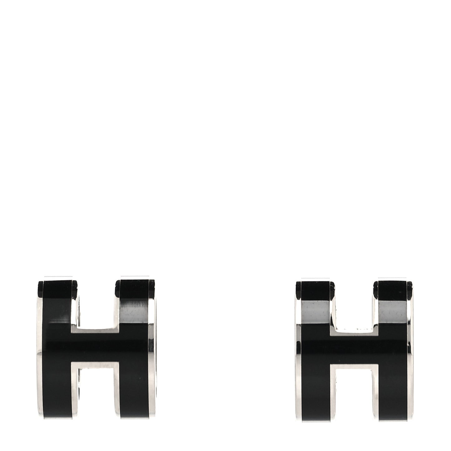 Palladium Lacquered Mini Pop H Earrings Black