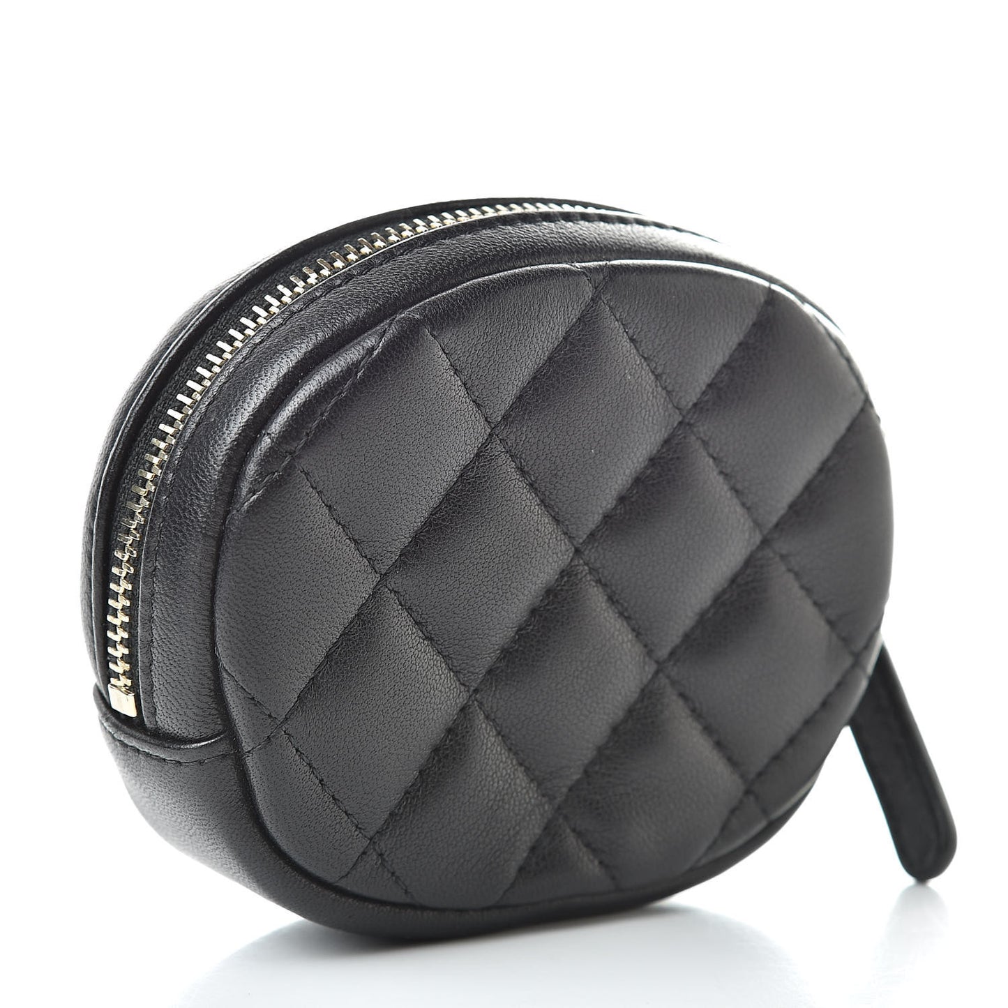 Lambskin Quilted Zip Around Classic Coin Purse Black