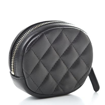 Chanel Lambskin Quilted Zip Around Classic Coin Purse Black 3 of 8