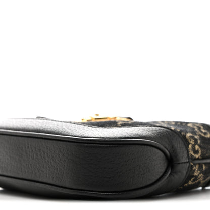 Gucci Jacquard Black Denim GG Monogram Textured Dollar Calfskin Mini Jackie 1961 Hobo Black Ivory 10 of 13
