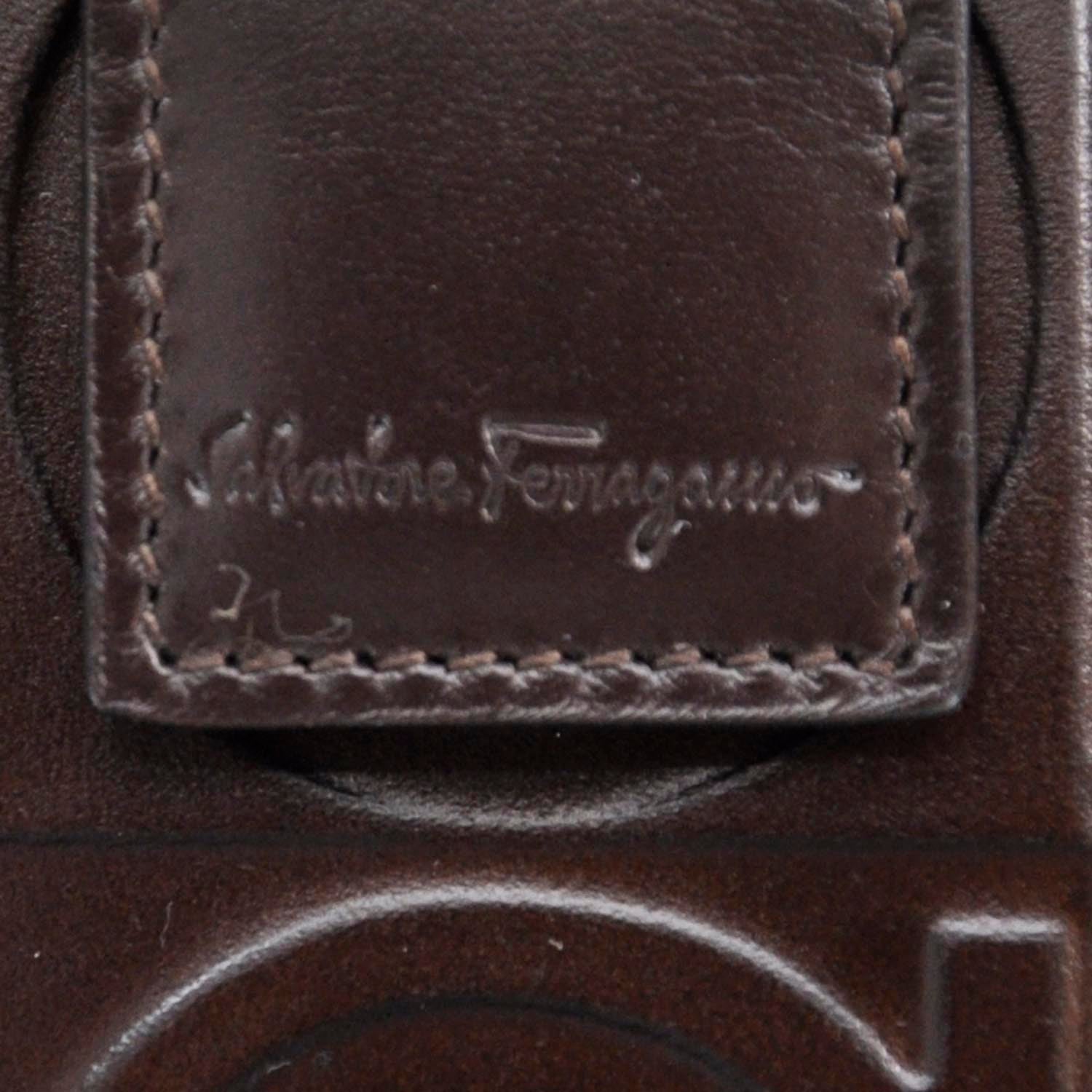 FASHIONPHILE SALVATOREFERRAGAMOGanciniEmbossedWalletBrown 5 of 9