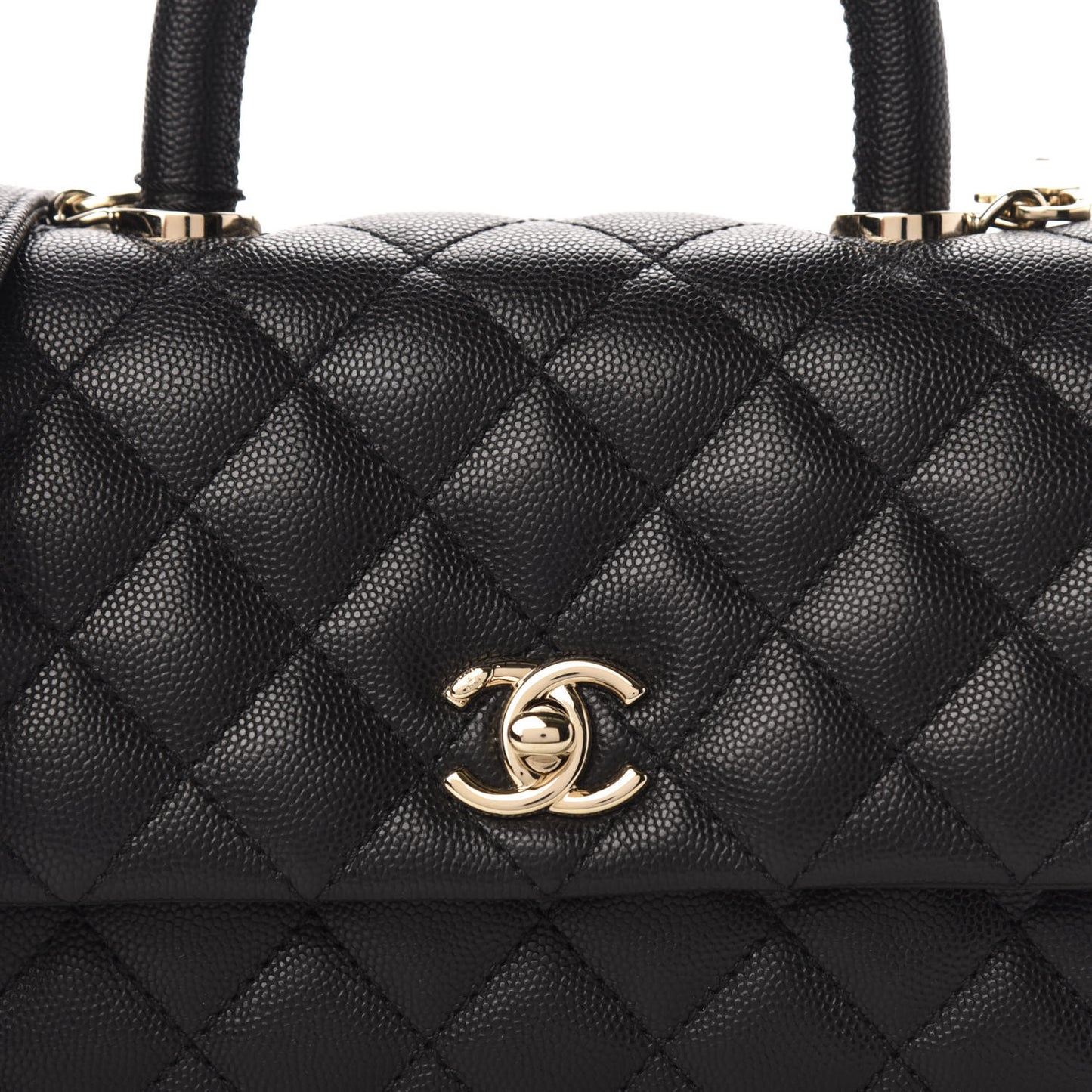 Caviar Quilted Mini Coco Handle Flap Black