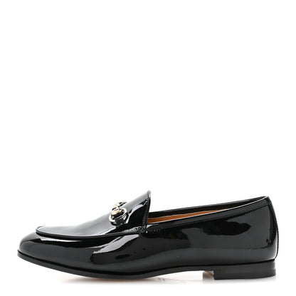 Gucci Patent Womens Jordaan Loafers 37.5 Black 1 of 9