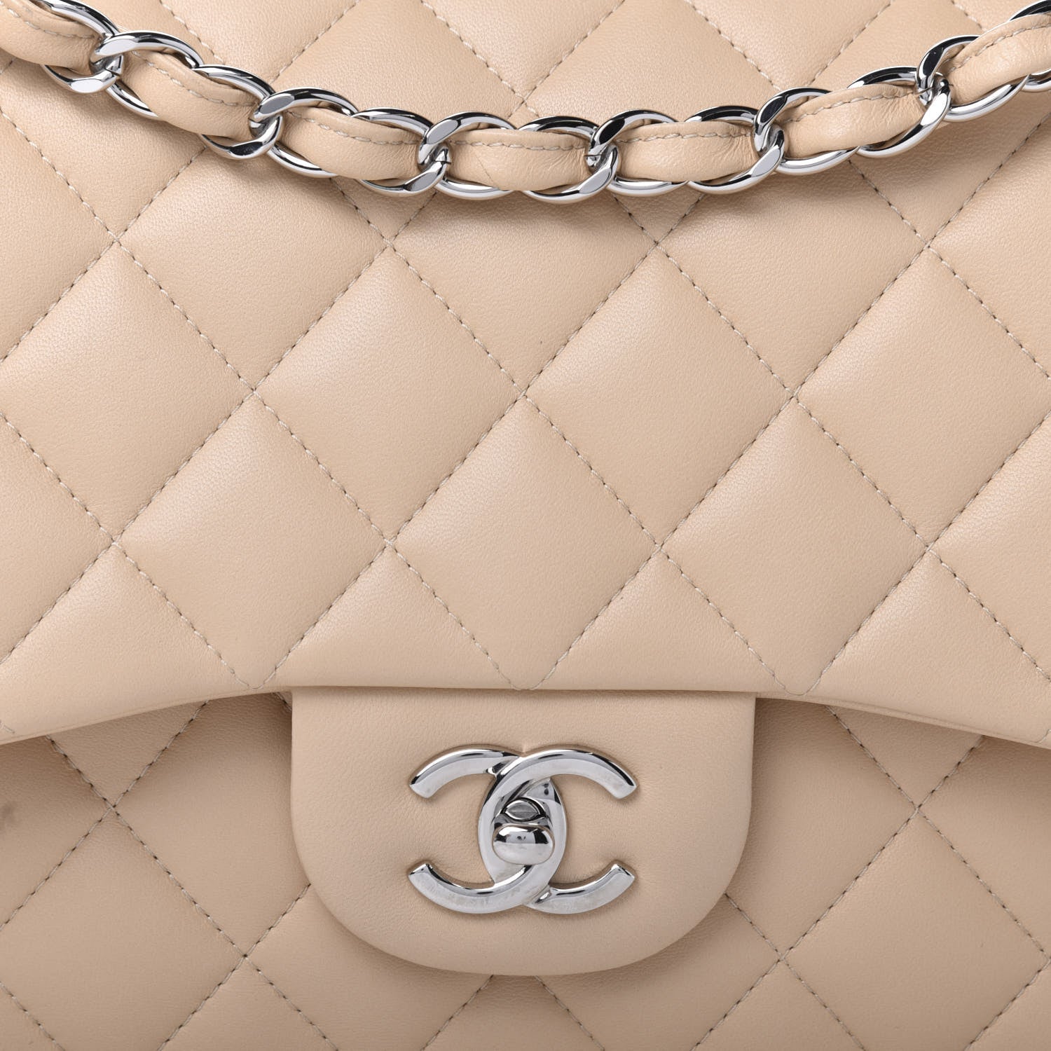 Chanel Lambskin Quilted Jumbo Double Flap Beige 12 of 12