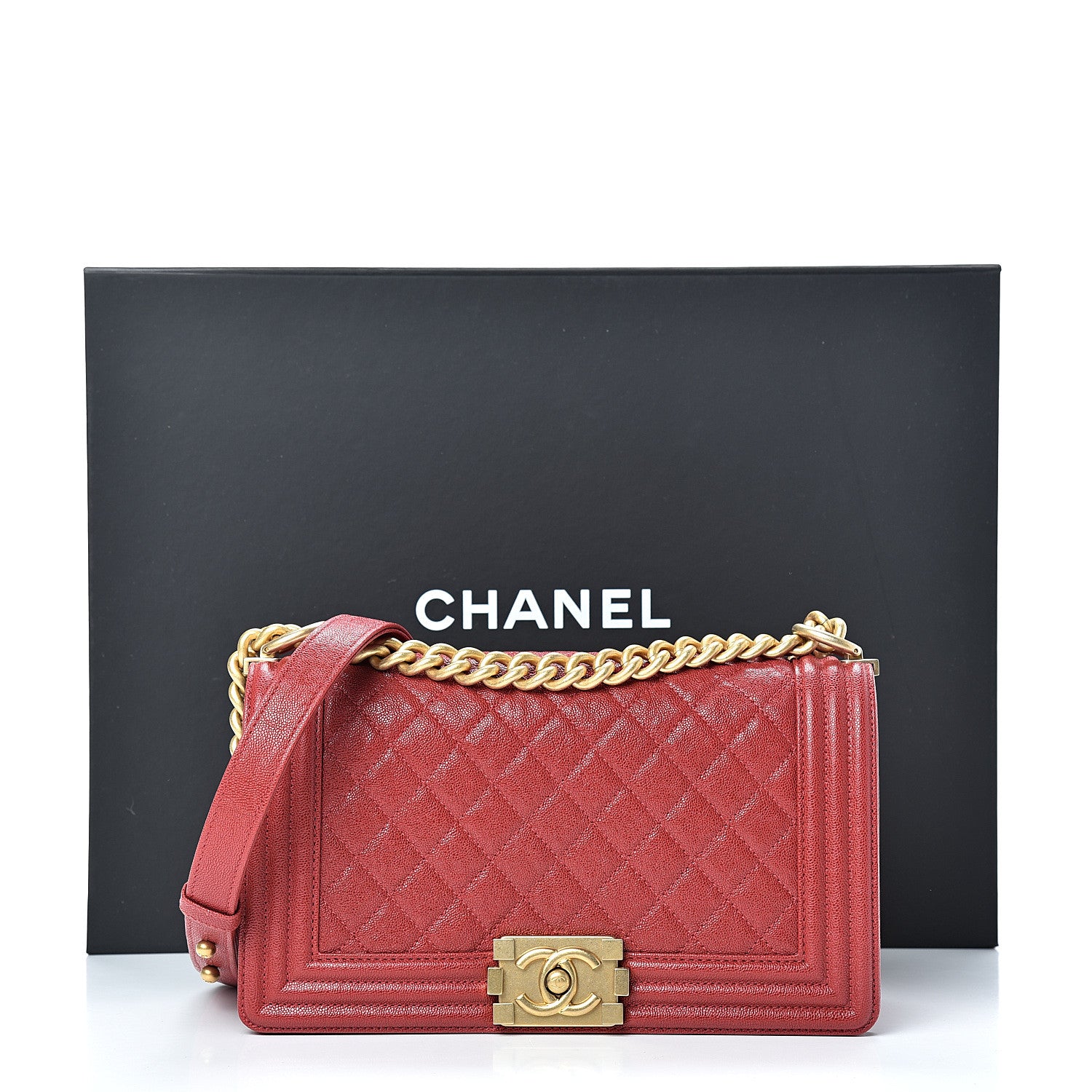 Chanel Caviar Quilted Medium Boy Flap Red 12 of 12