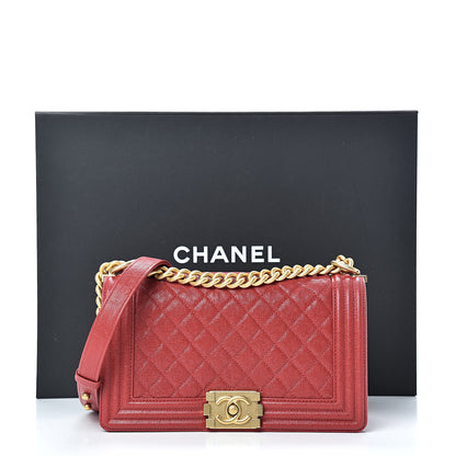 Chanel Caviar Quilted Medium Boy Flap Red 12 of 12