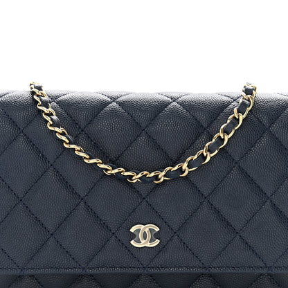 Chanel Caviar Quilted Wallet on Chain WOC Navy Blue 9 of 11