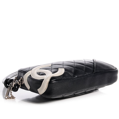 Chanel Calfskin Quilted Cambon Pochette Black White 4 of 9