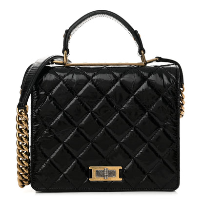 Chanel Glazed Calfskin Quilted Rita Top Handle Flap Black 1 of 16