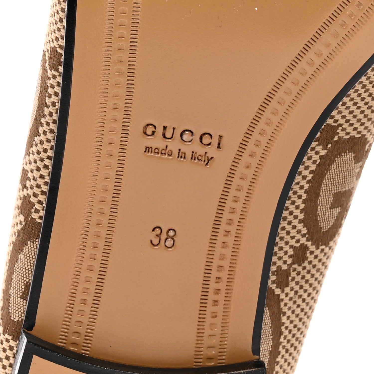 Gucci Monogram Jumbo GG Malaga Kid Horsebit Womens Jordaan Loafers 38 Camel Ebony New Acero Beige 6 of 10