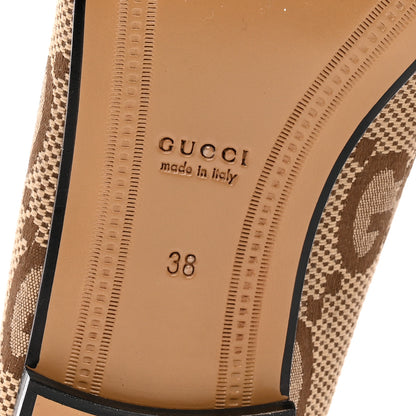 Gucci Monogram Jumbo GG Malaga Kid Horsebit Womens Jordaan Loafers 38 Camel Ebony New Acero Beige 6 of 10