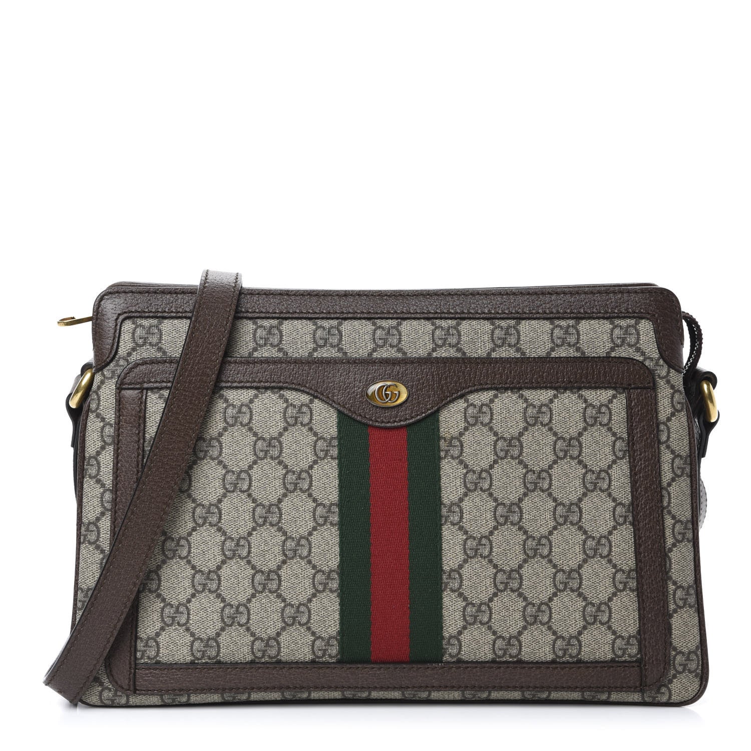 Gucci GG Supreme Monogram Web Medium Ophidia Shoulder Bag Beige New Acero 1 of 10