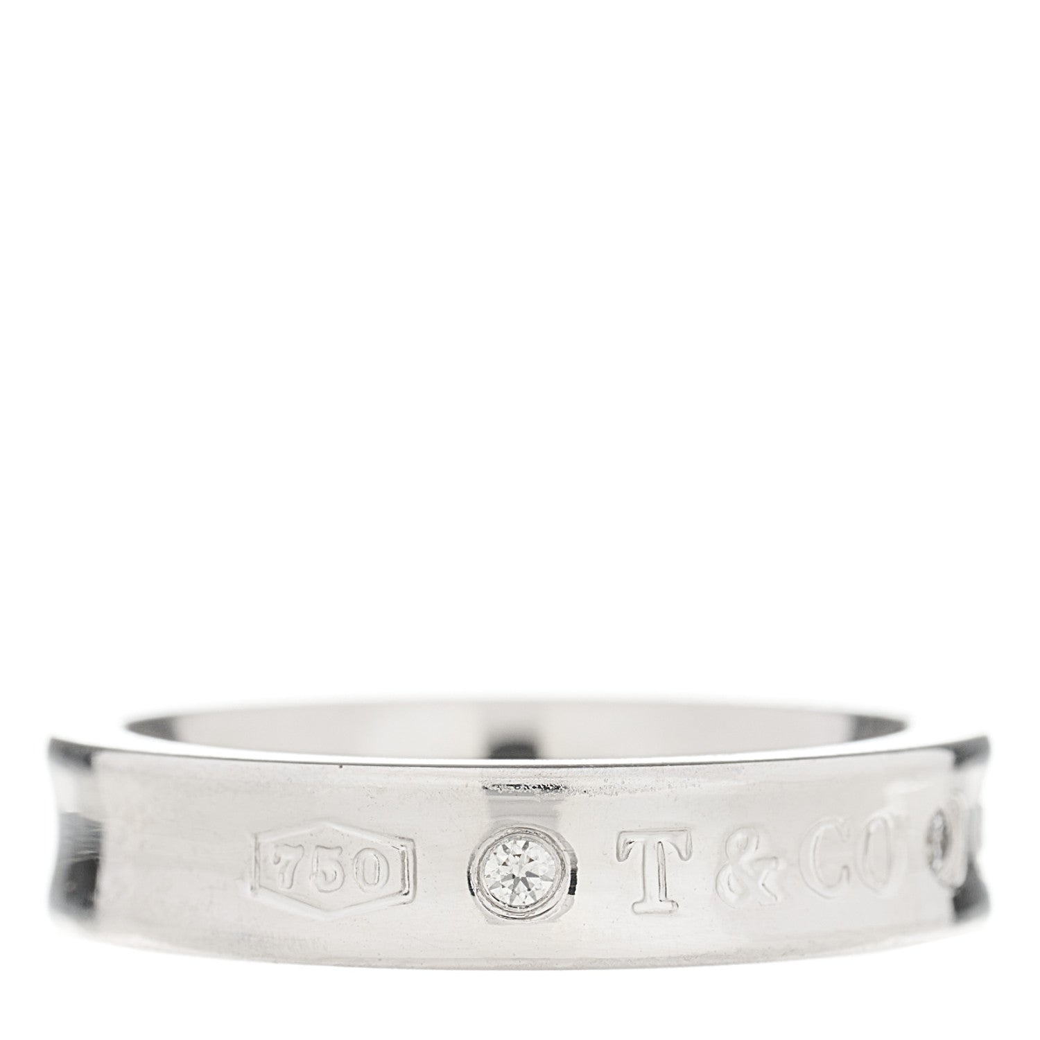 Tiffany 18K White Gold Diamond Narrow 1837 Ring 48 4.5 1 of 4