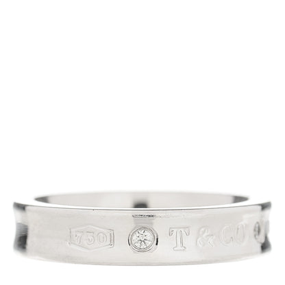 Tiffany 18K White Gold Diamond Narrow 1837 Ring 48 4.5 1 of 4