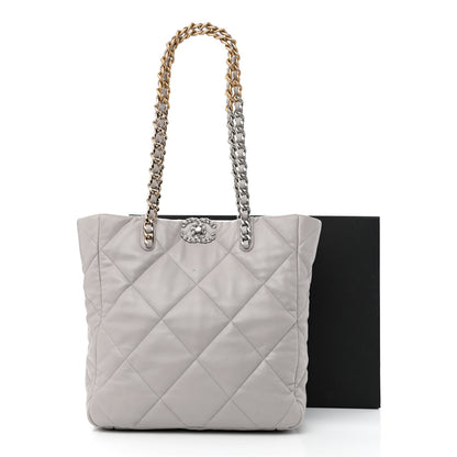 Chanel Lambskin Quilted Chanel 19 Shopping Bag Grey 12 of 12