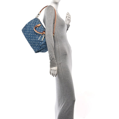 Louis Vuitton Monogram Denim Speedy Soft 30 Blue 2 of 10