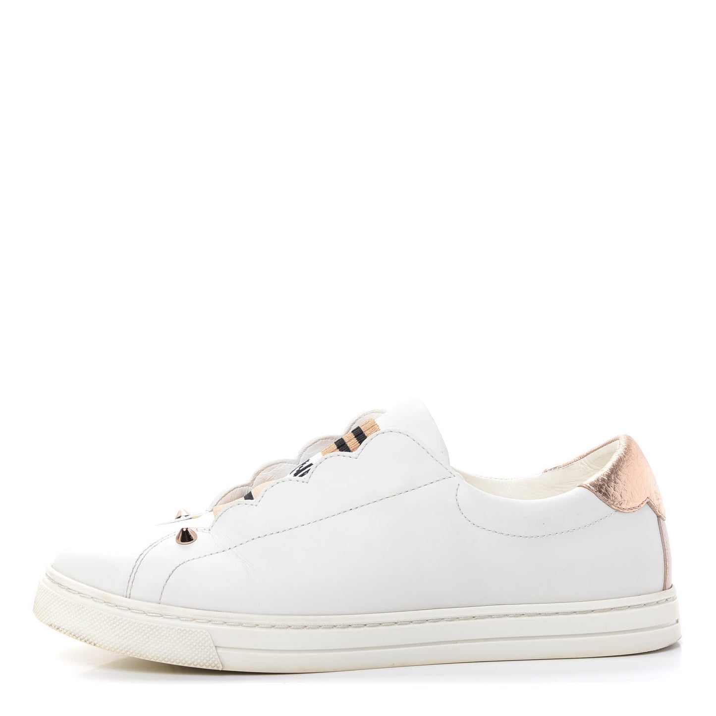 Vitello Lurex Rockoclick Slip On Sneakers 36.5 White Soap Rose Gold