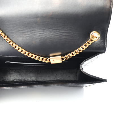 Saint Laurent Metallic Python Embossed Medium Classic Monogram Kate Tassel Satchel Black 5 of 9