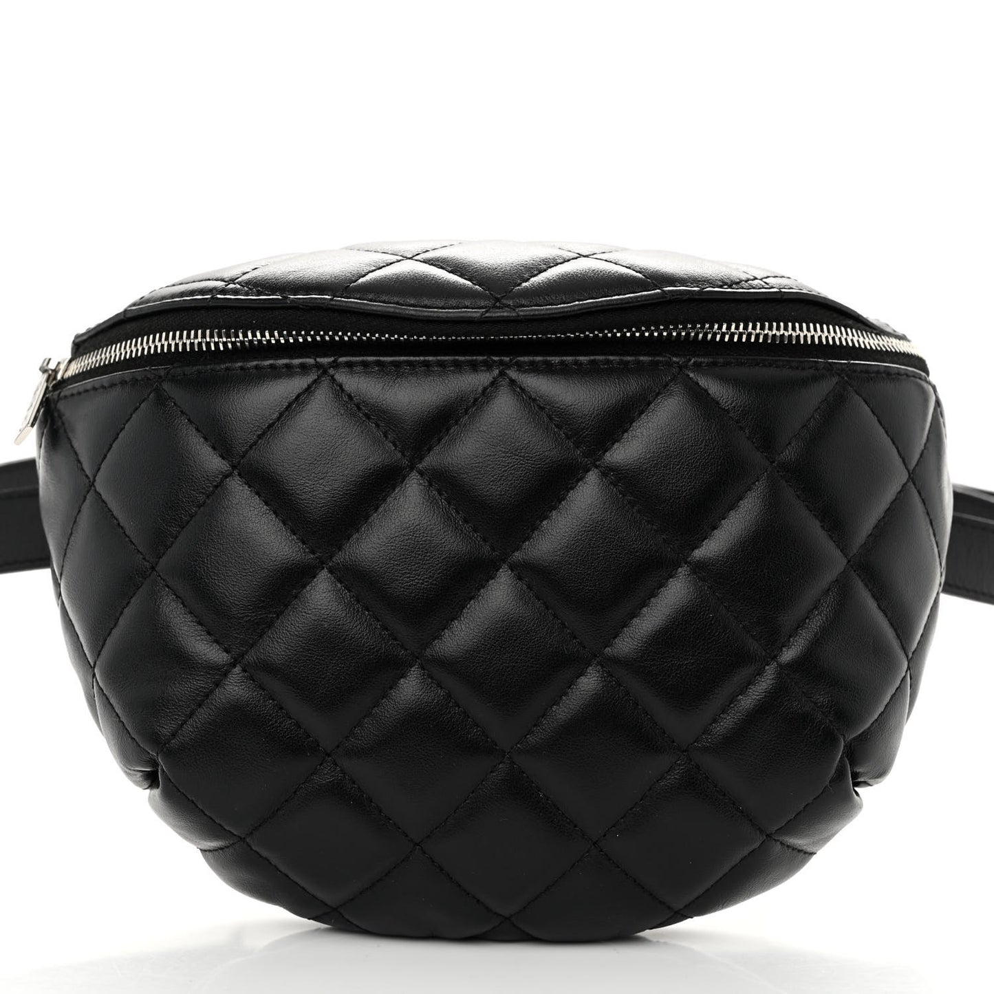 Lambskin Quilted Waist Belt Bag Black