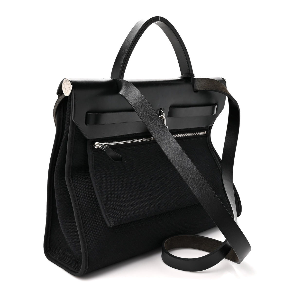 Hermes Military Toile Vache Hunter Herbag Zip PM 31 Black 2 of 9